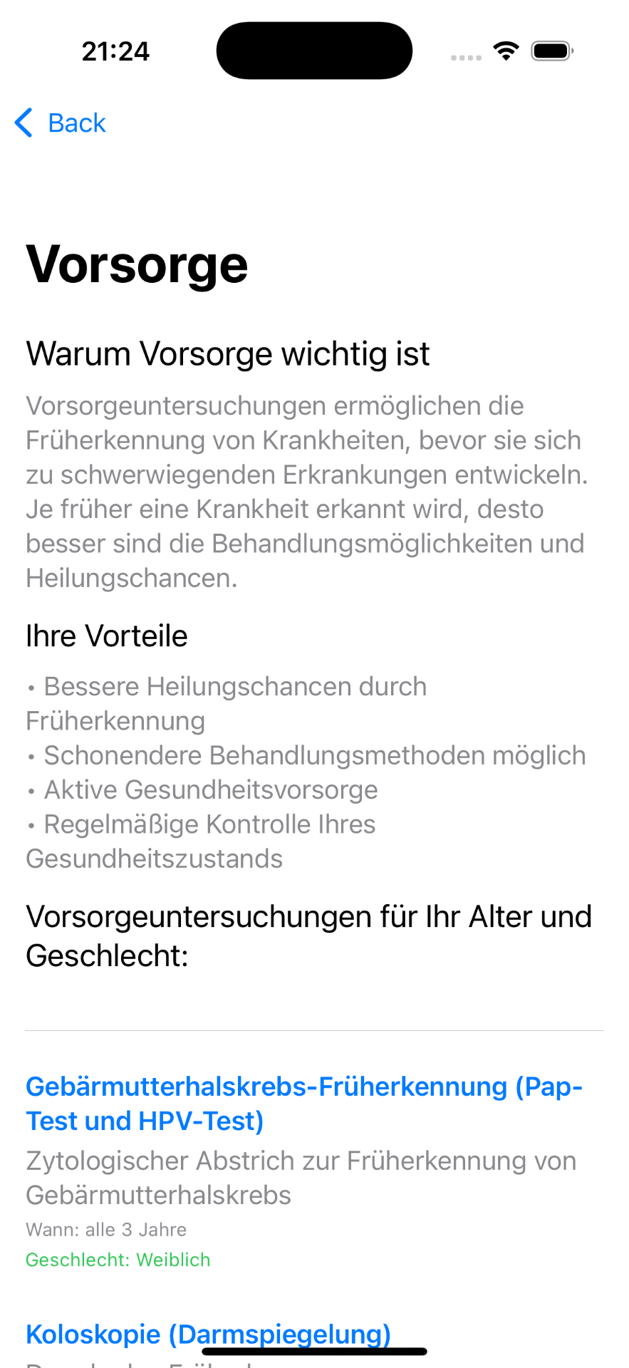 PrevAI App Health Profile