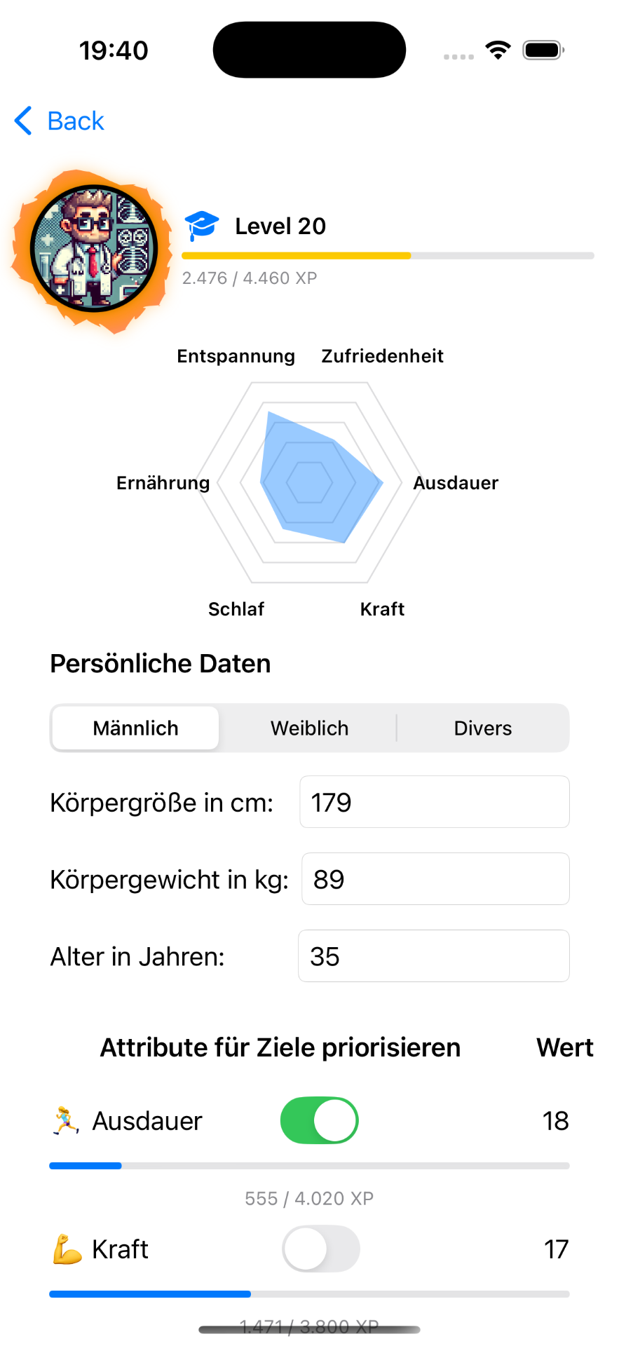 PrevAI App Character Gamification